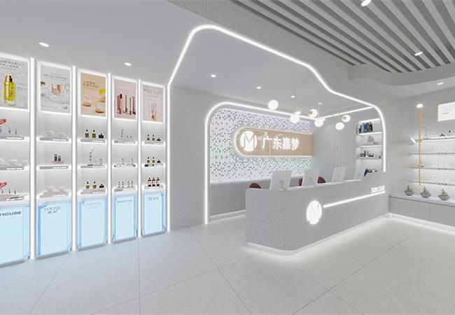 化妝品店裝修效果圖，看合肥裝修公司如何低成本裝修化妝品店？